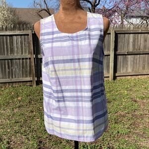 Christopher & Banks Lavender Plaid Sleeveless Blouse
